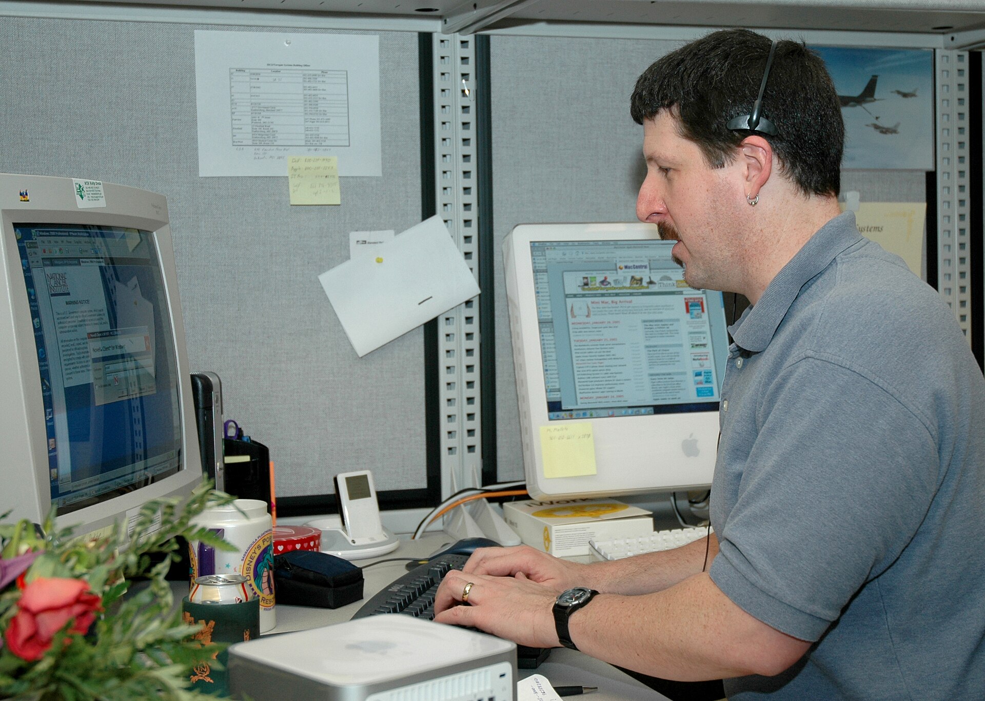 Support team member answering a phone call