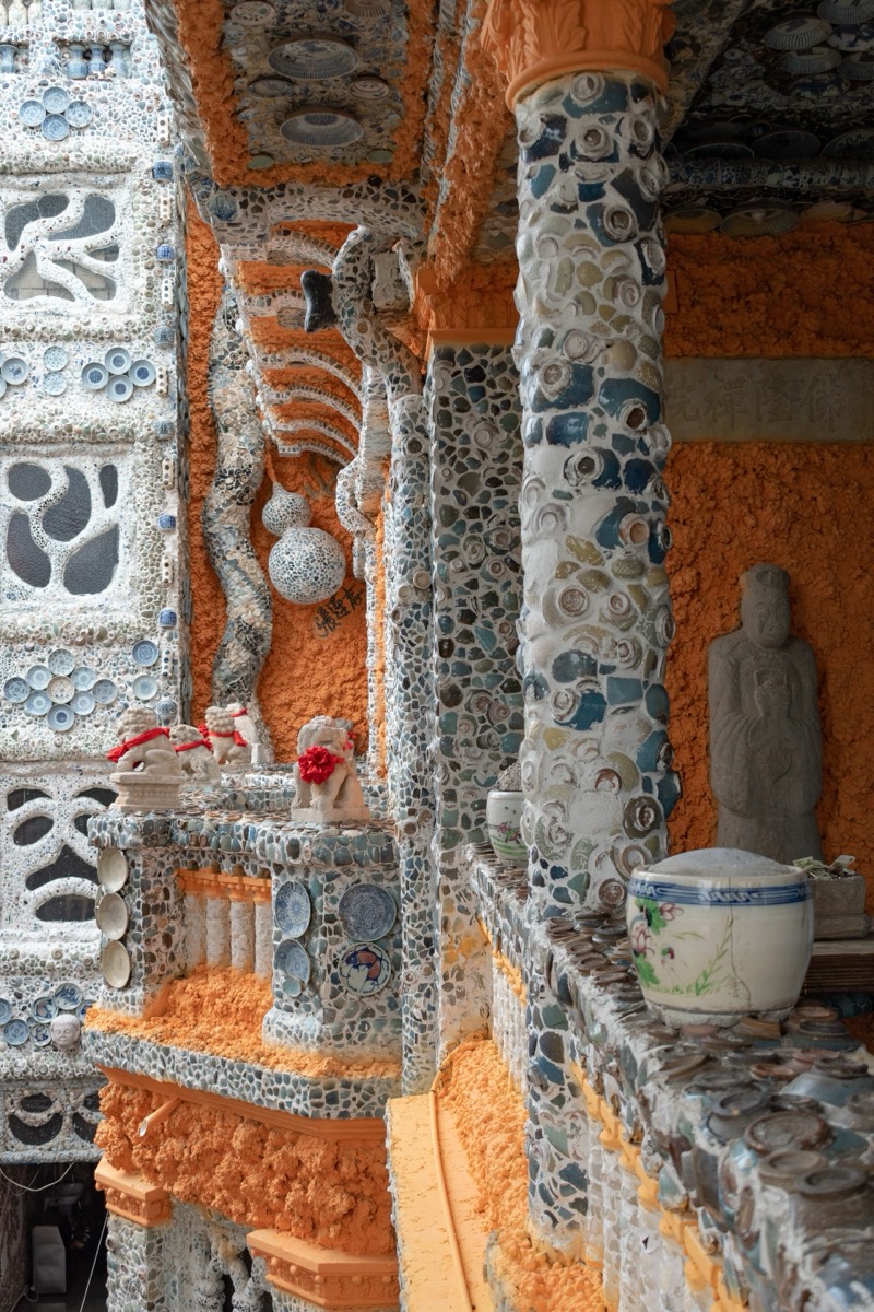 The Porcelain House facade decorated with porcelain shards